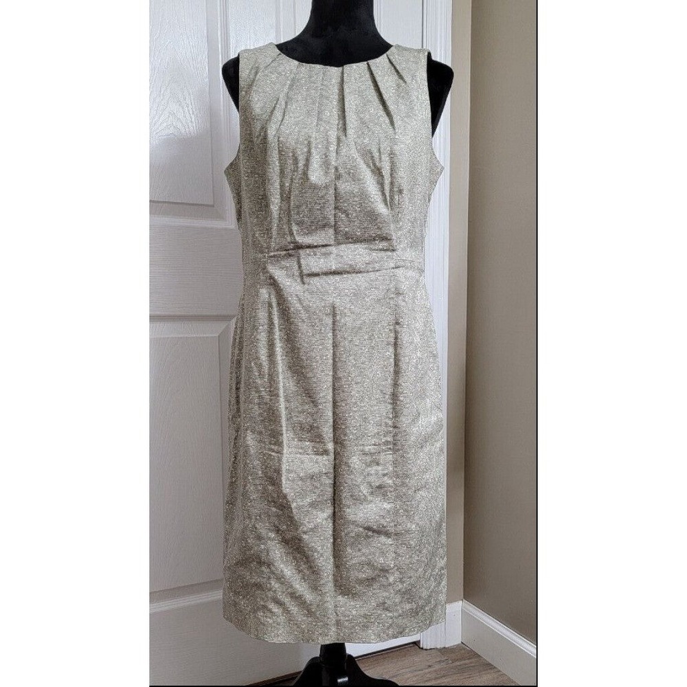Michael Michael Kors Grey Snakeskin Print‎ Pleated Sheath Dress Size 10